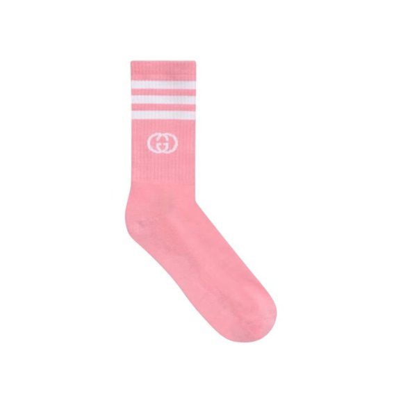 Gucci x Adidas Pink Sport Sock with White Interlocking GG new with tags - Picture 4 of 5